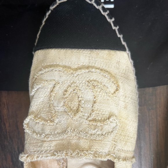 Chanel Beige Canvas Logo Espadrilles Flats Size EU 38 - Picture 8 of 9